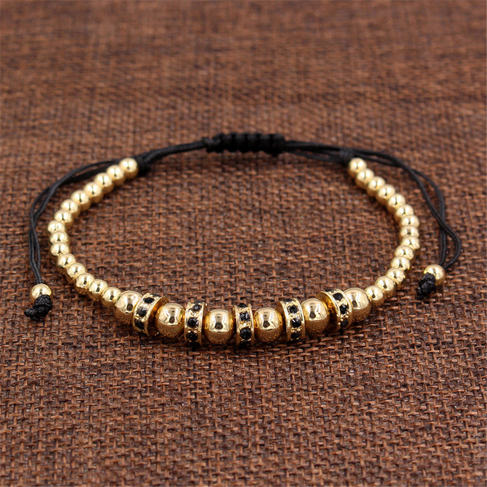 Hand-woven bracelet with diamond spacers