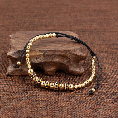 Hand-woven bracelet with diamond spacers
