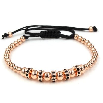 Hand-woven bracelet with diamond spacers